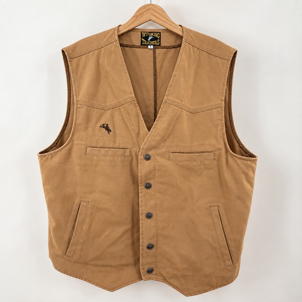 Wyoming Traders Men Large Texas Concealed Carry Canvas Vest Tan Cowboy Workwear